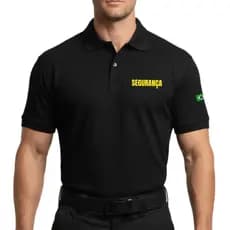 Camisa Polo Segurança Uniforme Trabalho SEGURANÇA Profissional Camiseta Preta Polo Piquet PA Premium