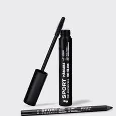 Combo Volume + Resistência: lápis de olho preto e máscara preta com pigmentação e resistência