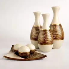 Kit Ceramica Vasos Enfeite Decoração Rack Sala Aparador
