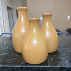 Kit Trio Vasos Ceramica Pintura Envernizada Artesanal