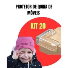 kit 20 Protetores De Quina Silicone Padrão Reto Segurança Crianças Bebês Idosos Proteção Promoção