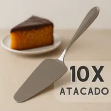 Kit 10 Espátulas Colher De Bolo Para Sobremesa Torta Pudim Cortador Pá Em Aço Inox Com Serra
