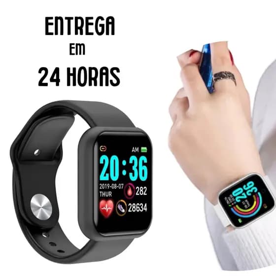 Relógio Smartwatch Preto D20 atividade física mede pressão Novo