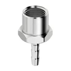 Adaptador Latão Cromado p/Filtro - Rosca Fêmea 1/4" x Espigão 3/16" (5 mm) / Rosca Fêmea 1/4" x Espigão 1/4" (7 mm)