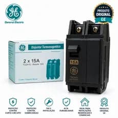 Disjuntor Bipolar GE 10A/15A/35A/70A Termomagnético 2 Polos Original Proteção Elétrica 220V
