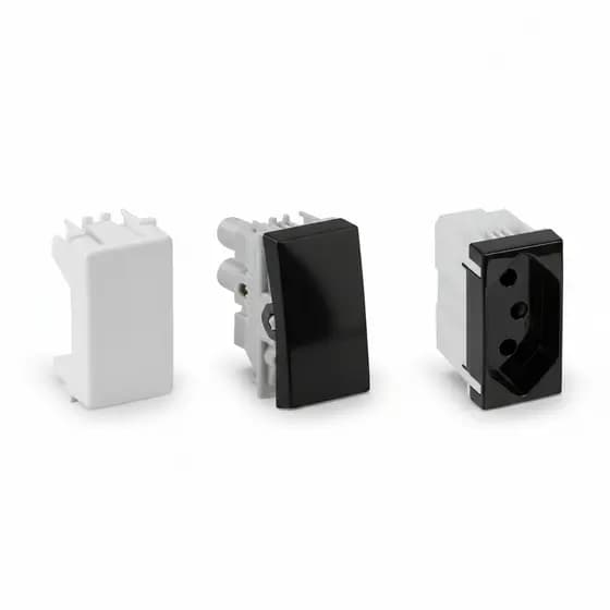 Módulos Simon 19/20 Interruptor/Tomada/Cego Branco Preto piano