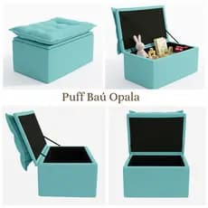 Puff Baú Opala Decorativo Organizador Quarto e Sala