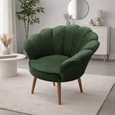 Poltrona Decorativa Pétala Lotus Veludo Recepção Pés Palito