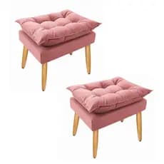 Kit 02 Puffs Opala luxo Suede pés palito decorativo - Mercado Dos Móveis