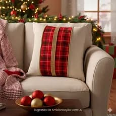 Capa de Almofada de Natal Xadrez com Cordas 45x45
