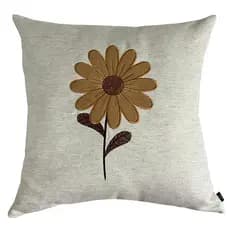 CAPA DE ALMOFADA BORDADA FLOR DA TERRA MARROM COM CARAMELO 45X45