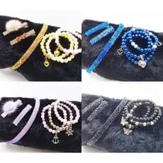 Kit Tiara Manta Hair clip e pulseiras artesanal  - Kt  0126A