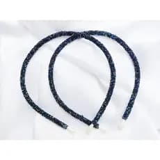 Tiara Tubinho Decorada Artesanal - Preto azul  - Ref. T100/ 0126