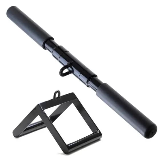 Kit 2 Barras Academia Barra Giro Triceps + Puxador Triangulo