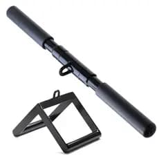 Kit 2 Barras Academia Barra Giro Triceps + Puxador Triangulo