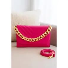 Bolsa Feminina Luxo Alça Corrente D Mão Transversal Tiracolo