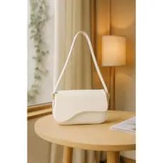 Bolsa Feminina Branca Linda Baguete Estilosa Barata