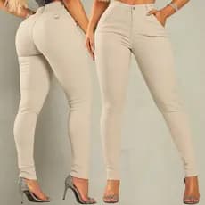 Calça Jeans Feminina Social sport fino Cintura Cos Alto Alfaiataria