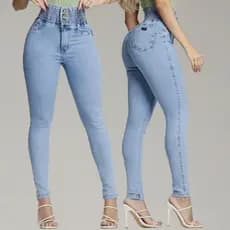 Calça clara Feminina skinny Modeladora lipo elegante casual Jeans Cintura Alta Com Laycra Premium