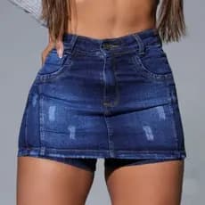Short Saia Jeans empina bumbum luxo Feminino Cintura Altta Elastano alta qualidade