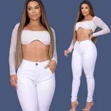Calça social feminina cós Cintura alta Versátil Casual LAYCRA Alfaiataria colorida preto e branco Jeans