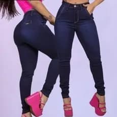 Calça Jeans Feminina Bolso Embutido Sarja Social Empina bumbum Cintura Alto Alfaiataria Brim