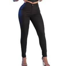 Calça Feminina Bolso Embutido Sarja Social Empina bumbum Cintura Alto Alfaiataria Brim
