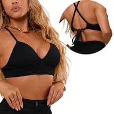 Cropped Top Jeans Regulavel Ajustavel Feminina Tecido Respiravel