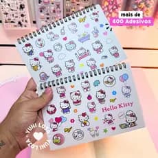 400 Adesivos Hello Kitty Sanrio - Caderno de Adesivo Hello Kitty