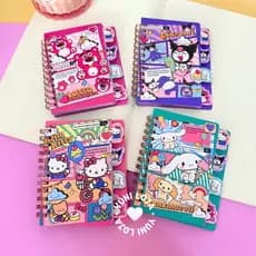 Mini Caderno da Hello Kitty Kuromi Cinnamoroll e Ursinho Lotso - caderno, anotação, pautada, Sanrio
