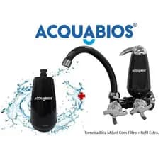 Torneira de Cozinha Com Filtro de Parede Com Bica Móvel E05 Quadriseta Acquabios torneira moderna para cozinha Cor PRETA E CROMADA