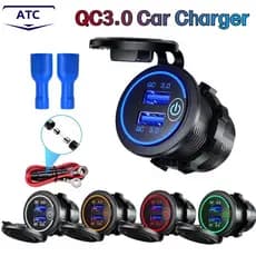 AutoChe Quick Charge QC3.0 Dual USB Fast Car Charger Socket Acessórios Para Carregador Rápido De Carro À Prova D'água 12V/24V QC3.0 Tomada De Alimentação Com Interruptor De Toque & Luz Led