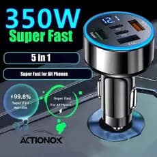 Adaptador De Carregador De Telefone Para Carro ACTIONOK 5 Em 1 USB Com Display De Tensão Porta PD Dupla Carga Super Rápi