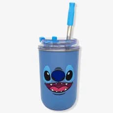 Copo Neo com Canudo Zona Criativa - Produto Licenciado, Design Exclusivo e Divertido - Stitch-Marie-BobEsponja - Disney