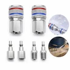 Jogo Conectores Engate Rápido 1/4 Npt Pneumáticos Compressor 6 Peças