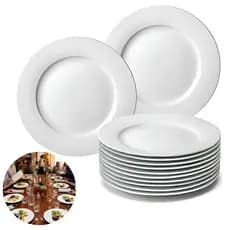 Kit 10 Pratos De Sobremesa Melamina Premium 18cm Branco Resistente