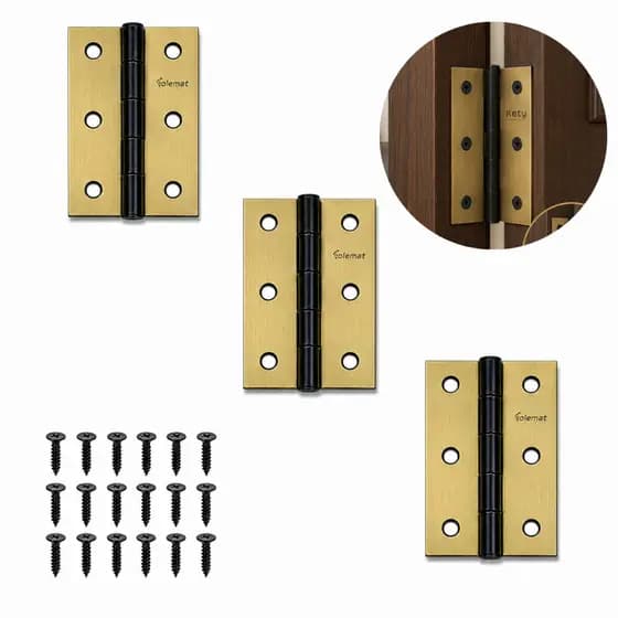 Kit 12 Peças Dobradiças De Porta Tolemat 3 1/2 Ouro Velho Reforçada