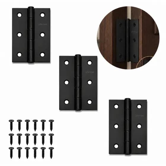 Kit 12 Dobradiças De Porta Madeira Tolemat 3 1/2 Preta Reforçada