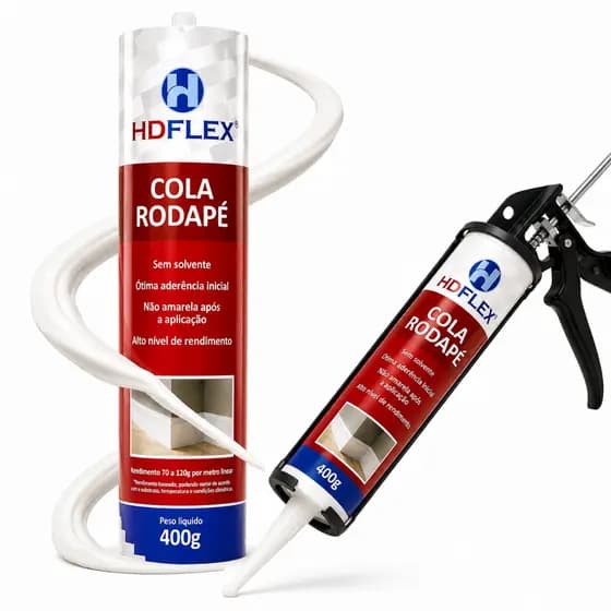 Cola De Rodapé Mdf E Poliestireno Fixação Forte 400g Hd Flex Rende 8 Metros