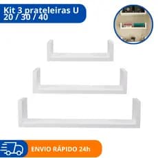 kit Prateleira U para banheiro Preto branco Para Sala Quarto Cozinha 100% mdf