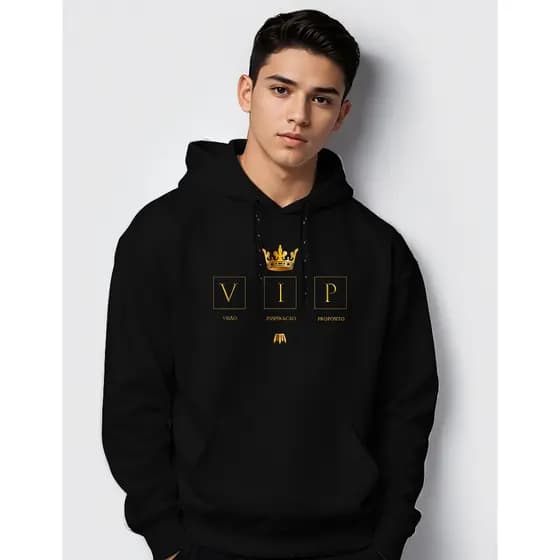 Moletom VIP Blusa de Frio com Capuz Street Wear Felpado