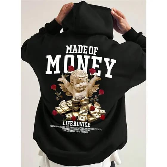Casaco de Moletom Anjo Money Blusa de Frio Unissex Swag Streetwear Manfinity