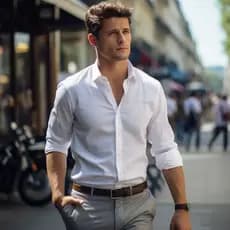 Camisa Social Masculina Manga Comprida  Escritório casual  Slim Fácil