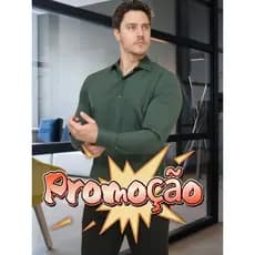 Desconto！！Promoção！！Camisa Social Masculina Manga Comprida
