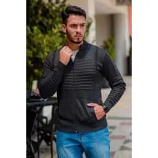 Casaco De Frio Lã Tricot Masculino Jaqueta Masculina Com Bolso e Ziper