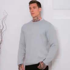 Suéter top Masculino Tricô Blusa De Frio Gola Redonda Malha Grossa