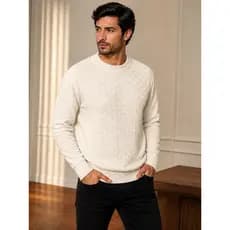 Suéter Masculino Tricot Premium Texturizado Gola Redonda Confortável Elegante Outono Inverno Moda