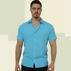 Camisa Social Masculina Manga Curta Forma Tradicional