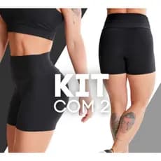 Kit 2 Bermudas Meia Coxa Para Academia Fitness Feminina Cós Alto Suplex Alta Qualidade