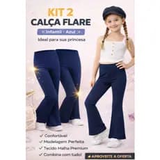 🌟 KIT 2 CALÇA FLARE INFANTIL – AZUL 🌟